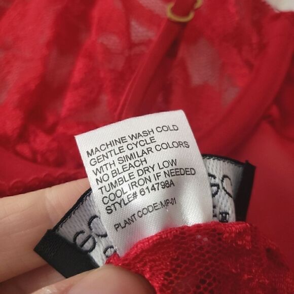 Vintage Cinema Etoile Red Lace Teddy Underwire L Lingerie - Picture 5 of 7